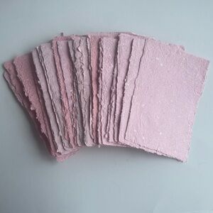 Handmade Pink Recycled Paper 10 Sheets